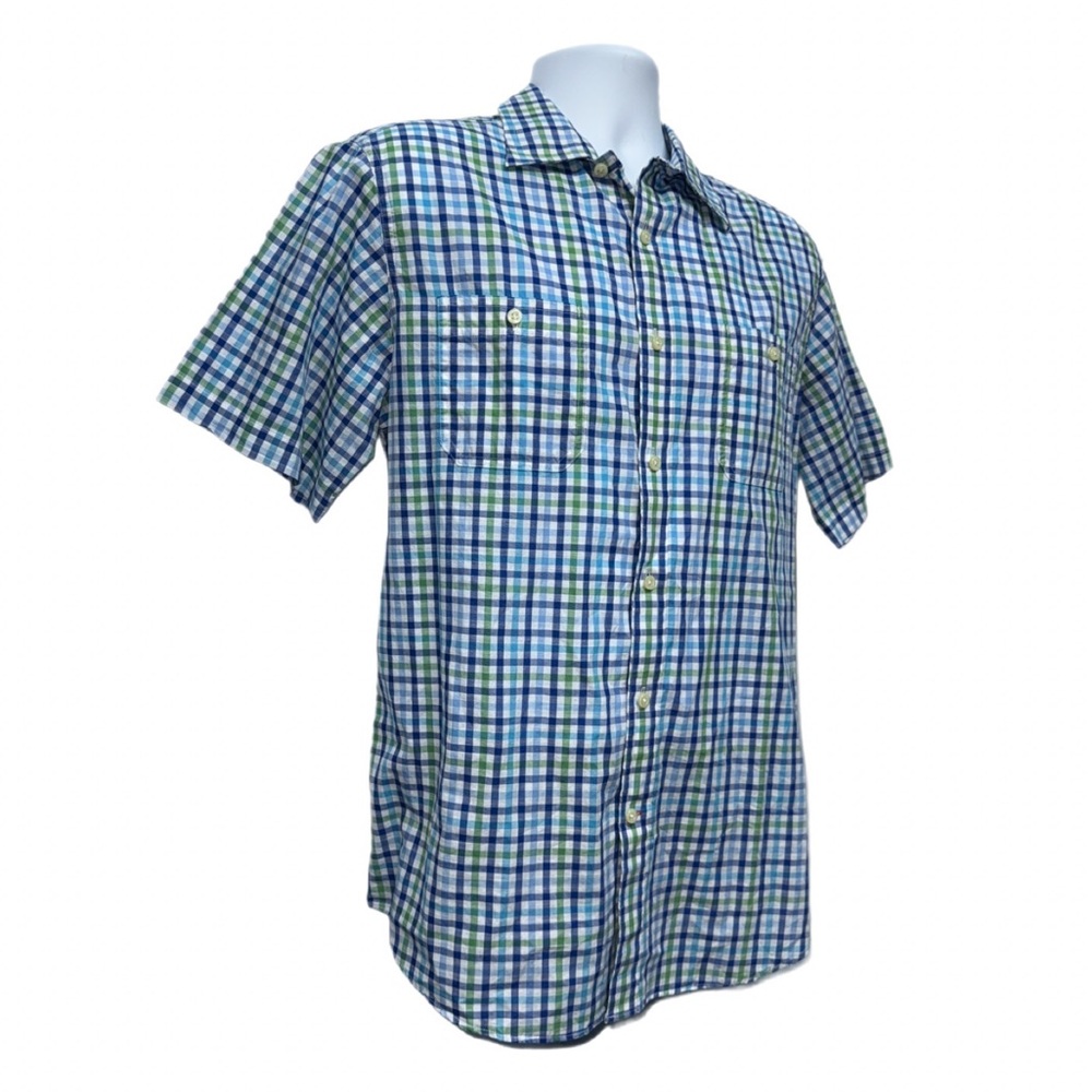Daniel Cremieux Short Sleeve 38 Classic Button Down | Blue Plaid | Men’s- Medium - Picture 2 of 11